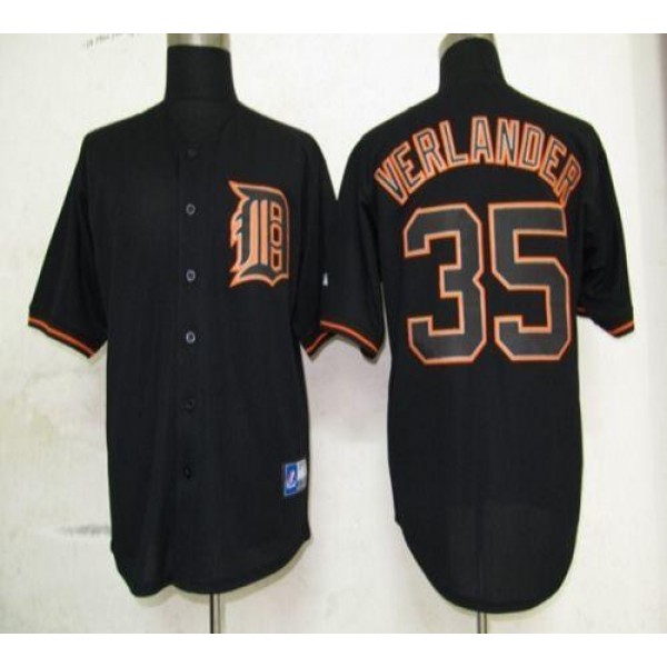 Tigers #35 Justin Verlander Black Fashion Stitched Jersey