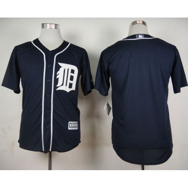 Tigers Blank Navy Blue Cool Base Stitched Jersey