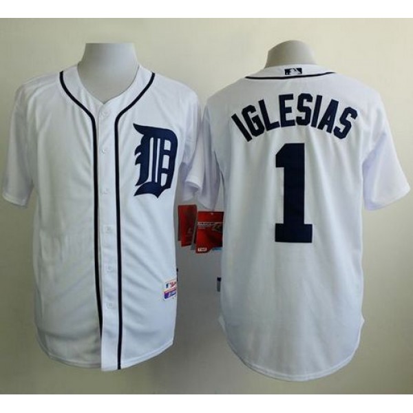 Tigers #1 Jose Iglesias White Cool Base Stitched Jersey