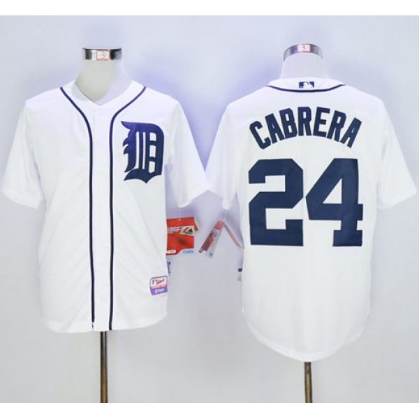 Tigers #24 Miguel Cabrera Stitched White Jersey