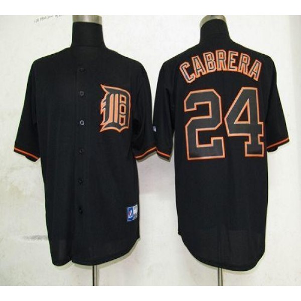 Tigers #24 Miguel Cabrera Black Fashion Stitched Jersey