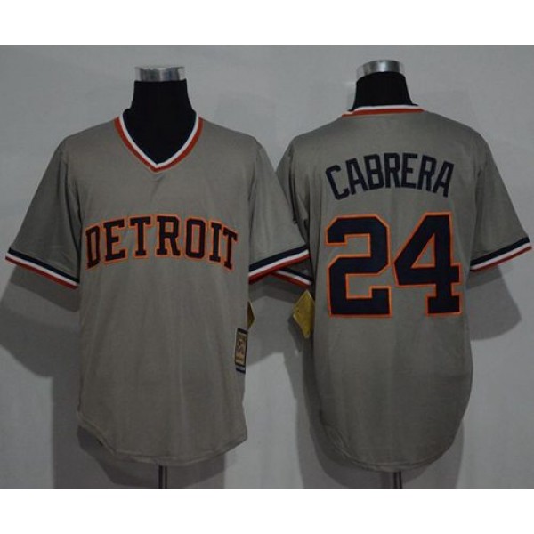 Tigers #24 Miguel Cabrera Grey Cooperstown Throwback Stitched Jersey