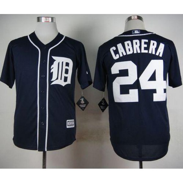 Tigers #24 Miguel Cabrera Navy Blue Cool Base Stitched Jersey