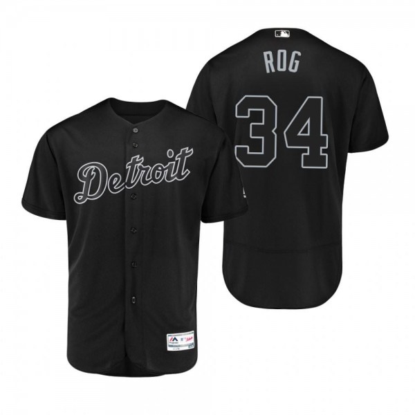 Tigers #34 Jake Rogers Black Flex Base Stitched Jersey
