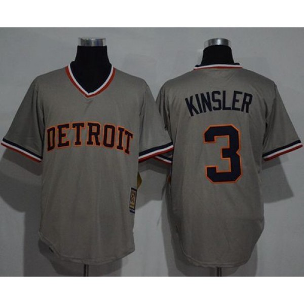 Tigers #3 Ian Kinsler Grey Cooperstown Throwback Stitched Jersey