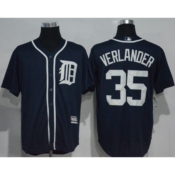 Tigers #35 Justin Verlander Navy Blue New Cool Base Stitched Jersey