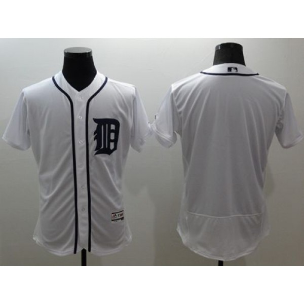 Tigers Blank White Flexbase Authentic Collection Stitched Jersey