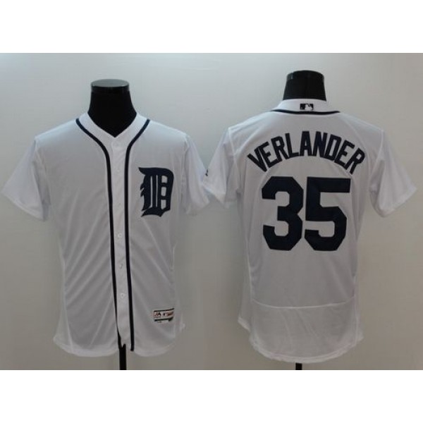 Tigers #35 Justin Verlander White Flexbase Authentic Collection Stitched Jersey
