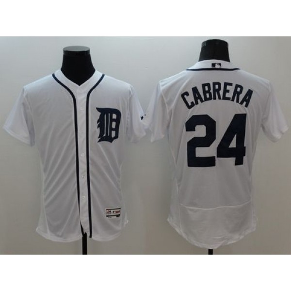 Tigers #24 Miguel Cabrera White Flexbase Authentic Collection Stitched Jersey