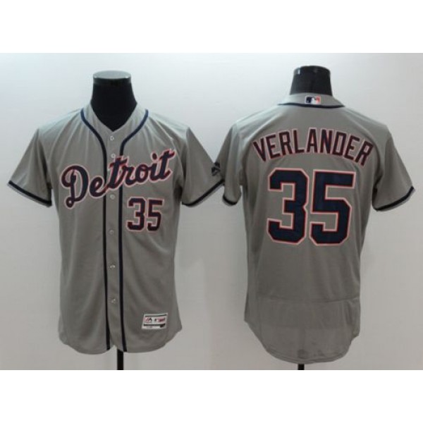 Tigers #35 Justin Verlander Grey Flexbase Authentic Collection Stitched Jersey