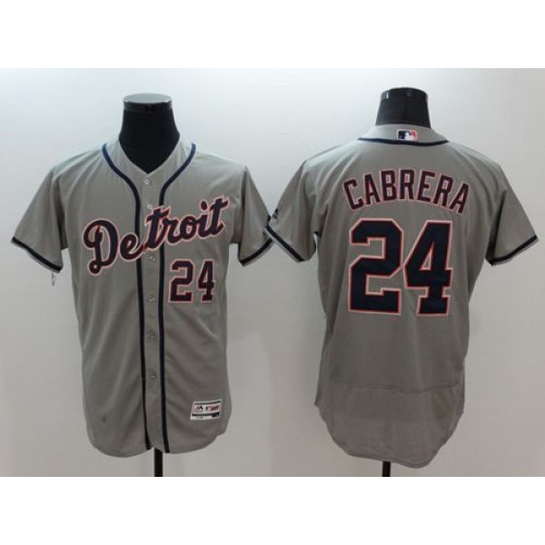 Tigers #24 Miguel Cabrera Grey Flexbase Authentic Collection Stitched Jersey
