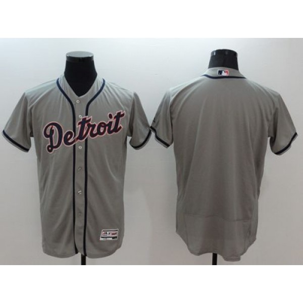 Tigers Blank Grey Flexbase Authentic Collection Stitched Jersey