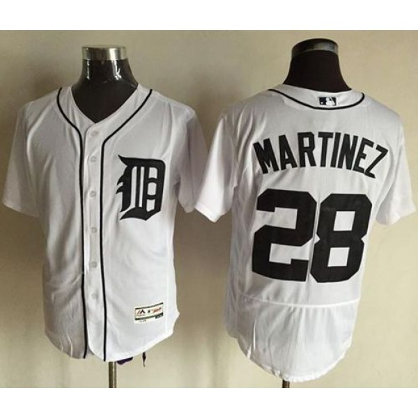 Tigers #28 J. D. Martinez White Flexbase Authentic Collection Stitched Jersey