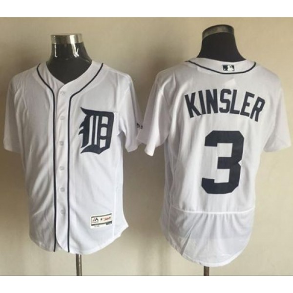 Tigers #3 Ian Kinsler White Flexbase Authentic Collection Stitched Jersey