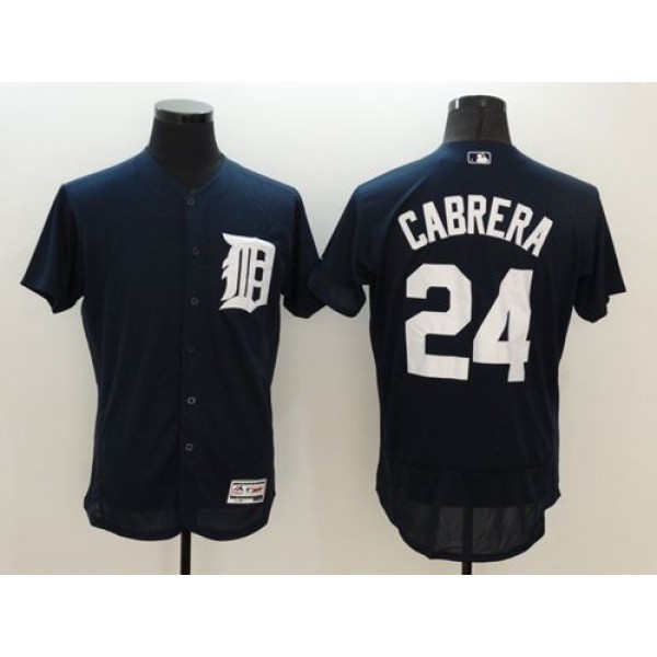 Tigers #24 Miguel Cabrera Navy Blue Flexbase Authentic Collection Stitched Jersey