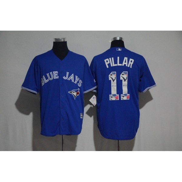 Toronto Blue Jays #11 Kevin Pillar Blue Team Logo Print Cool Base Stitched Jersey