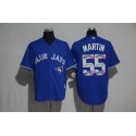 Toronto Blue Jays #55 Russell Martin Blue Team Logo Print Cool Base Stitched Jersey