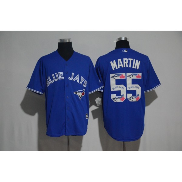 Toronto Blue Jays #55 Russell Martin Blue Team Logo Print Cool Base Stitched Jersey