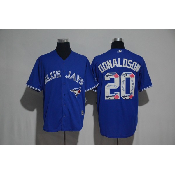 Toronto Blue Jays #20 Josh Donaldson Blue Team Logo Print Cool Base Stitched Jersey