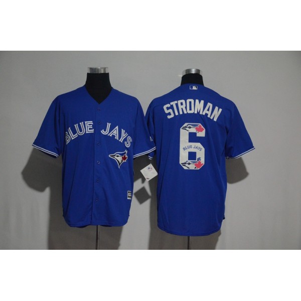 Toronto Blue Jays #6 Marcus Stroman Blue Team Logo Print Cool Base Stitched Jersey