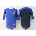Toronto Blue Jays #20 Josh Donaldson Royal Navy Authentic Collection On-Field 3/4 Sleeve Batting Practice Stitched Jersey