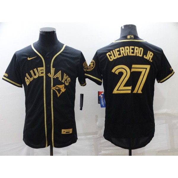 Toronto Blue Jays #27 Vladimir Guerrero Jr. Black Gold Flex Base Stitched Jersey