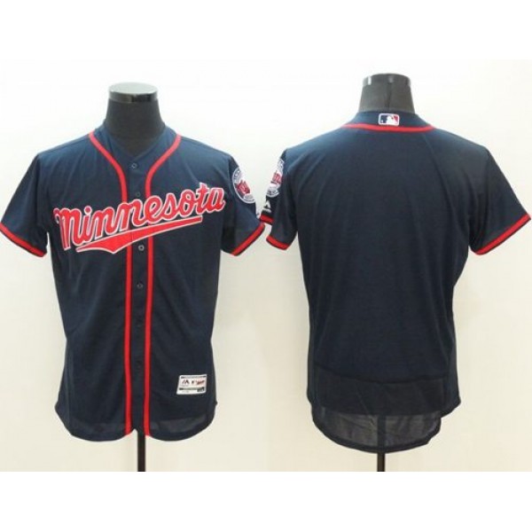 Twins Blank Navy Blue Flexbase Authentic Collection Stitched Jersey