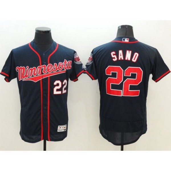 Twins #22 Miguel Sano Navy Blue Flexbase Authentic Collection Stitched Jersey