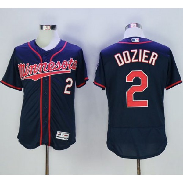 Twins #2 Brian Dozier Navy Blue Flexbase Authentic Collection Stitched Jersey