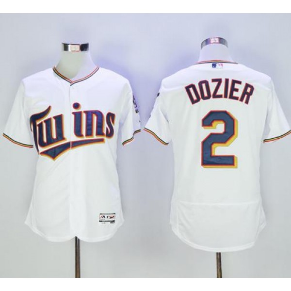 Twins #2 Brian Dozier White Flexbase Authentic Collection Stitched Jersey