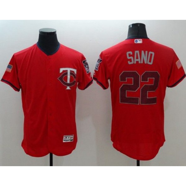 Twins #22 Miguel Sano Red Fashion Stars Stripes Flexbase Authentic Stitched Jersey