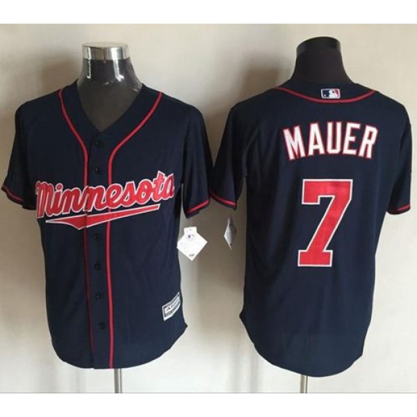 Twins #7 Joe Mauer Navy Blue New Cool Base Stitched Jersey