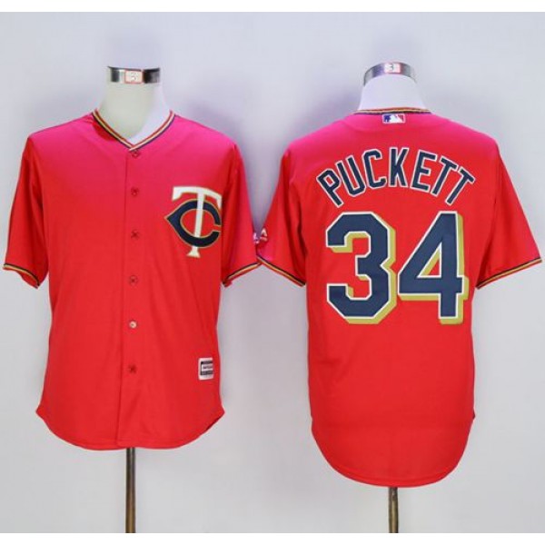 Twins #34 Kirby Puckett Red New Cool Base Stitched Jersey