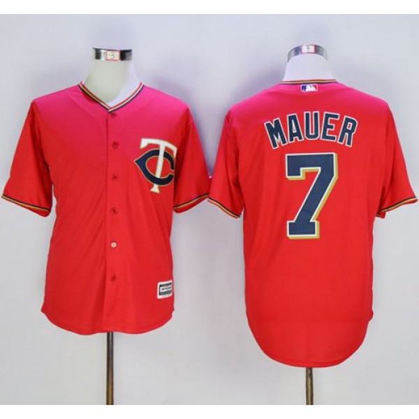 Twins #7 Joe Mauer Red New Cool Base Stitched Jersey