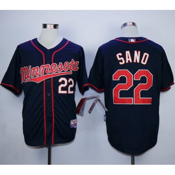 Twins #22 Miguel Sano Navy Blue Cool Base Stitched Jersey