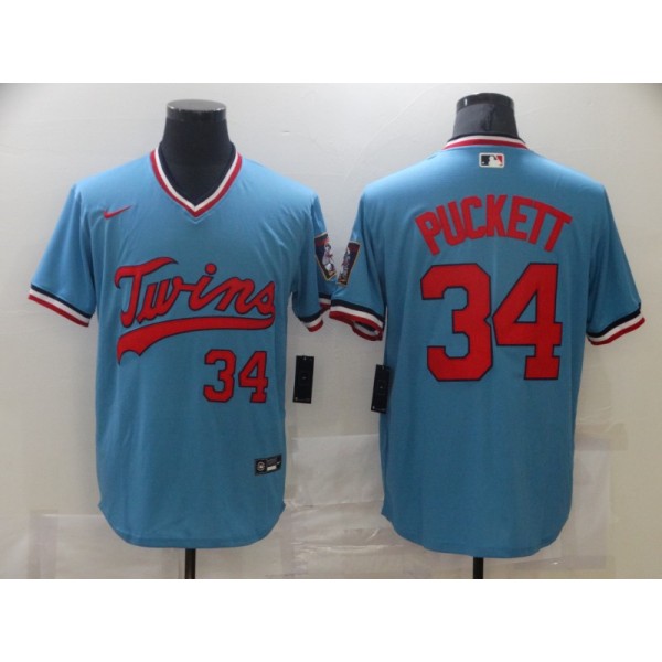 Twins #34 Kirby Puckett Blue Stitched Jersey