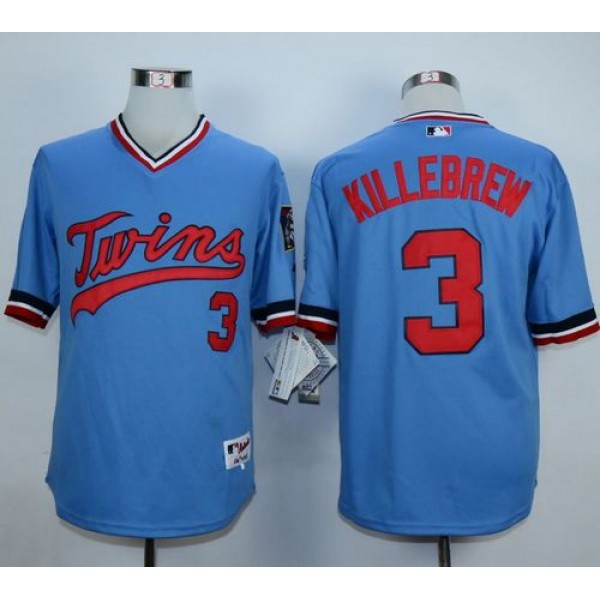 Twins #3 Harmon Killebrew Light Blue 1984 Turn Back The Clock Stitched Jersey