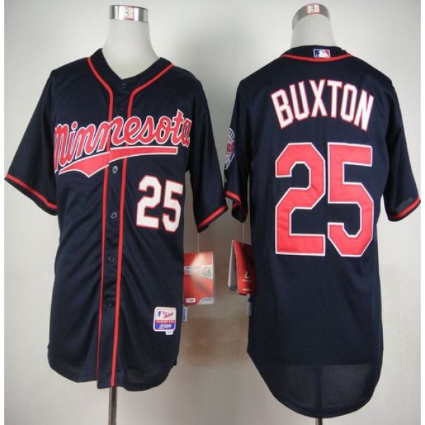 Twins #25 Byron Buxton Navy Blue Alternate Road Cool Base Stitched Jersey
