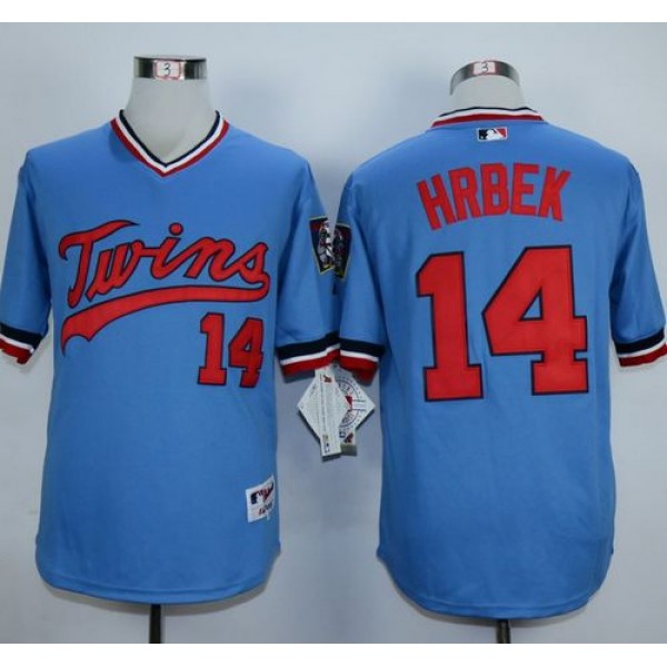 Twins #14 Kent Hrbek Light Blue 1984 Turn Back The Clock Stitched Jersey
