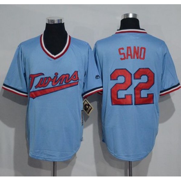 Twins #22 Miguel Sano Light Blue Cooperstown Throwback Stitched Jersey