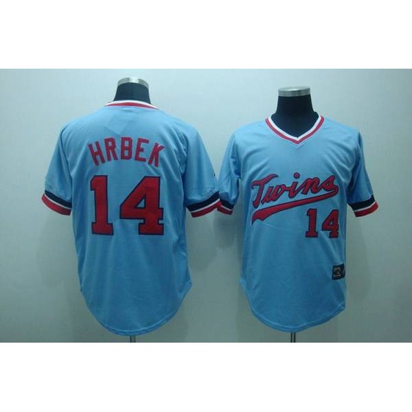 Twins #14 Kent Hrbek Stitched Light Blue Cooperstown Throwback Jersey