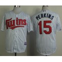 Twins #15 Glen Perkins White(Blue Strip) Cool Base Stitched Jersey
