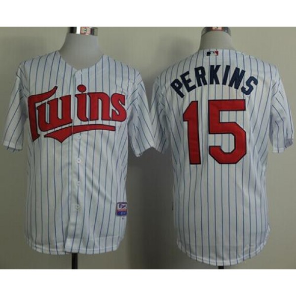 Twins #15 Glen Perkins White(Blue Strip) Cool Base Stitched Jersey