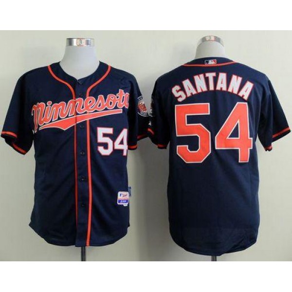 Twins #54 Ervin Santana Navy Blue Alternate Road Cool Base Stitched Jersey