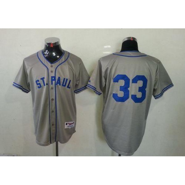 Twins #33 Justin Morneau Grey 1948 St. Paul Saints Turn Back The Clock Stitched Jersey