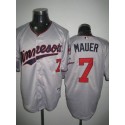 Twins #7 Joe Mauer Stitched Grey Jersey