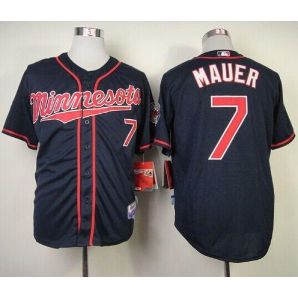 Twins #7 Joe Mauer Stitched Navy Blue Cool Base Jersey