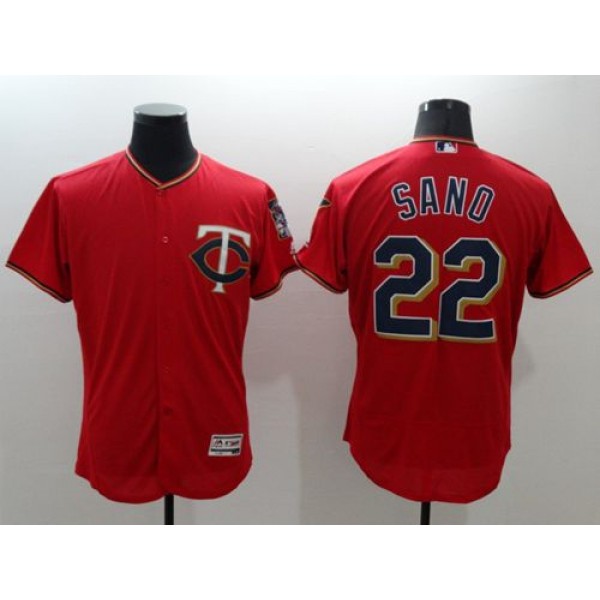 Twins #22 Miguel Sano Red Flexbase Authentic Collection Stitched Jersey