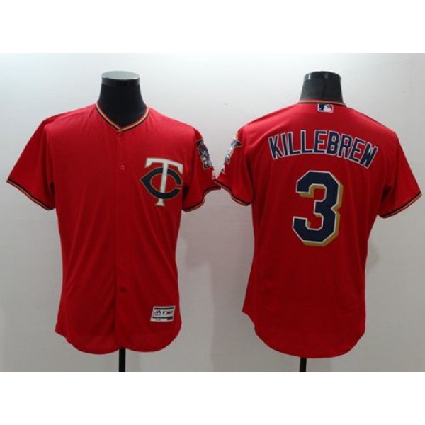 Twins #3 Harmon Killebrew Red Flexbase Authentic Collection Stitched Jersey