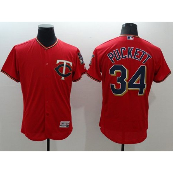 Twins #34 Kirby Puckett Red Flexbase Authentic Collection Stitched Jersey